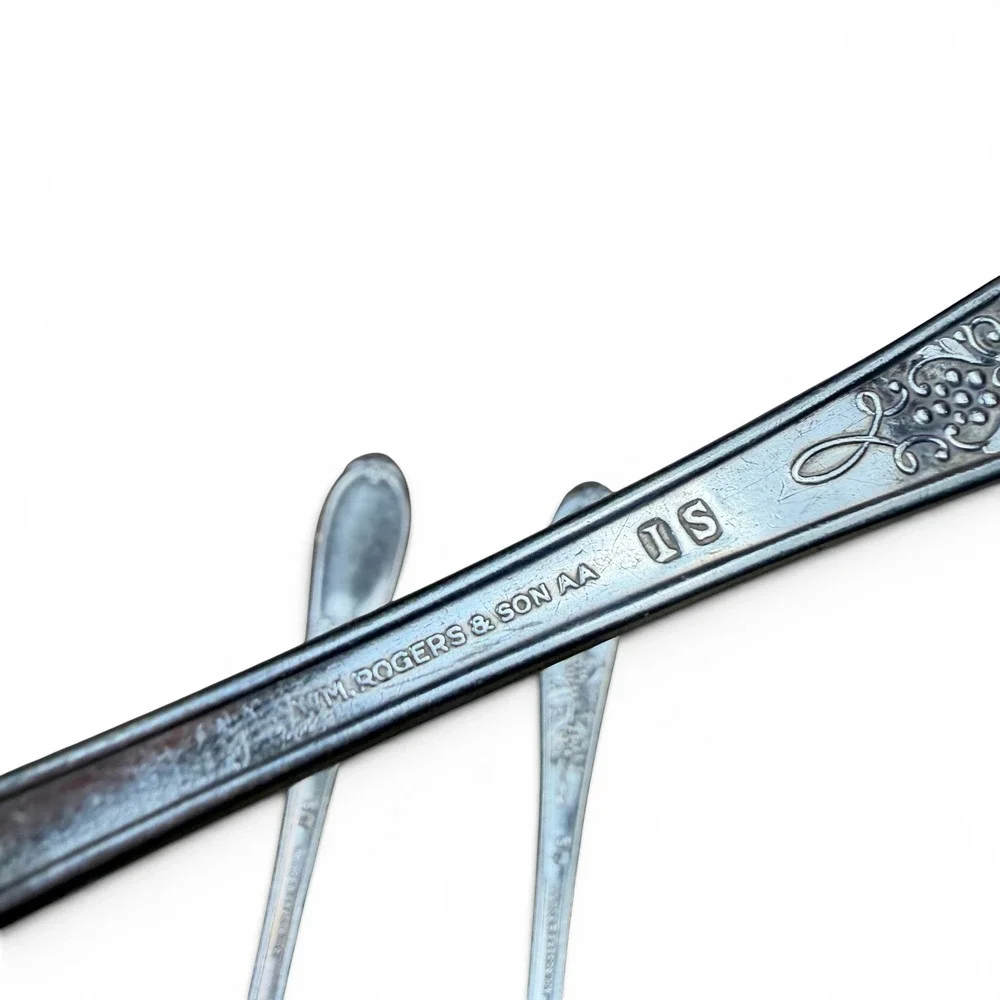 Wm. Rogers & Son AA Silverplate Spoons Champagne Burgundy Monogram M Set of 3